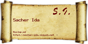 Sacher Ida névjegykártya